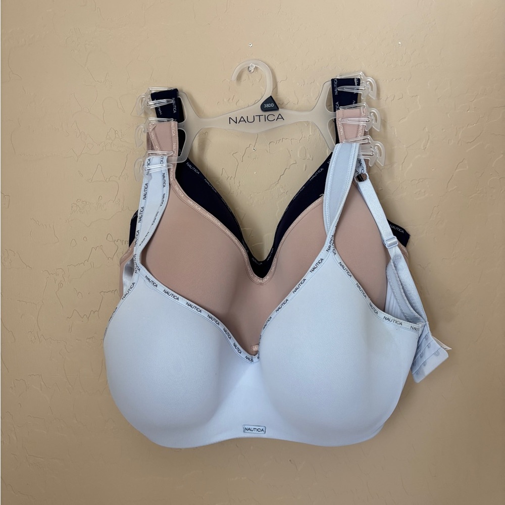 Nautica Full Coverage Bra Set of 3 Blue Black Beige 2783-70 Women’s Size 38DD - Picture 9 of 10
